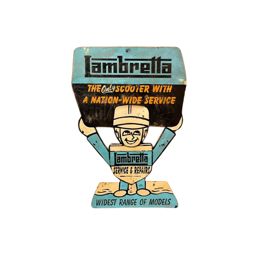 Lambretta Service and Repairs Wooden Original Advertising Sign