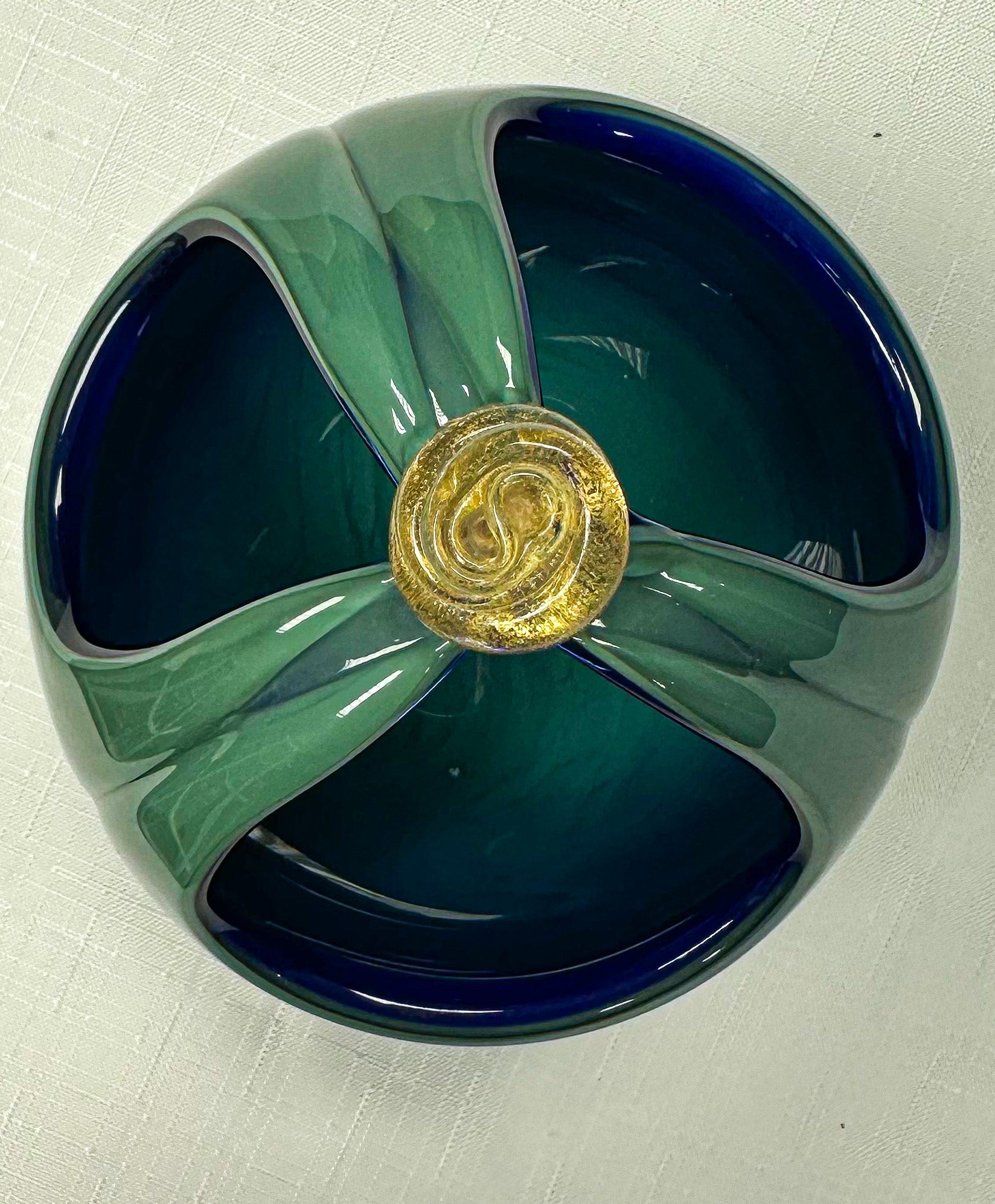 Blue Glass Gold Trinket Box