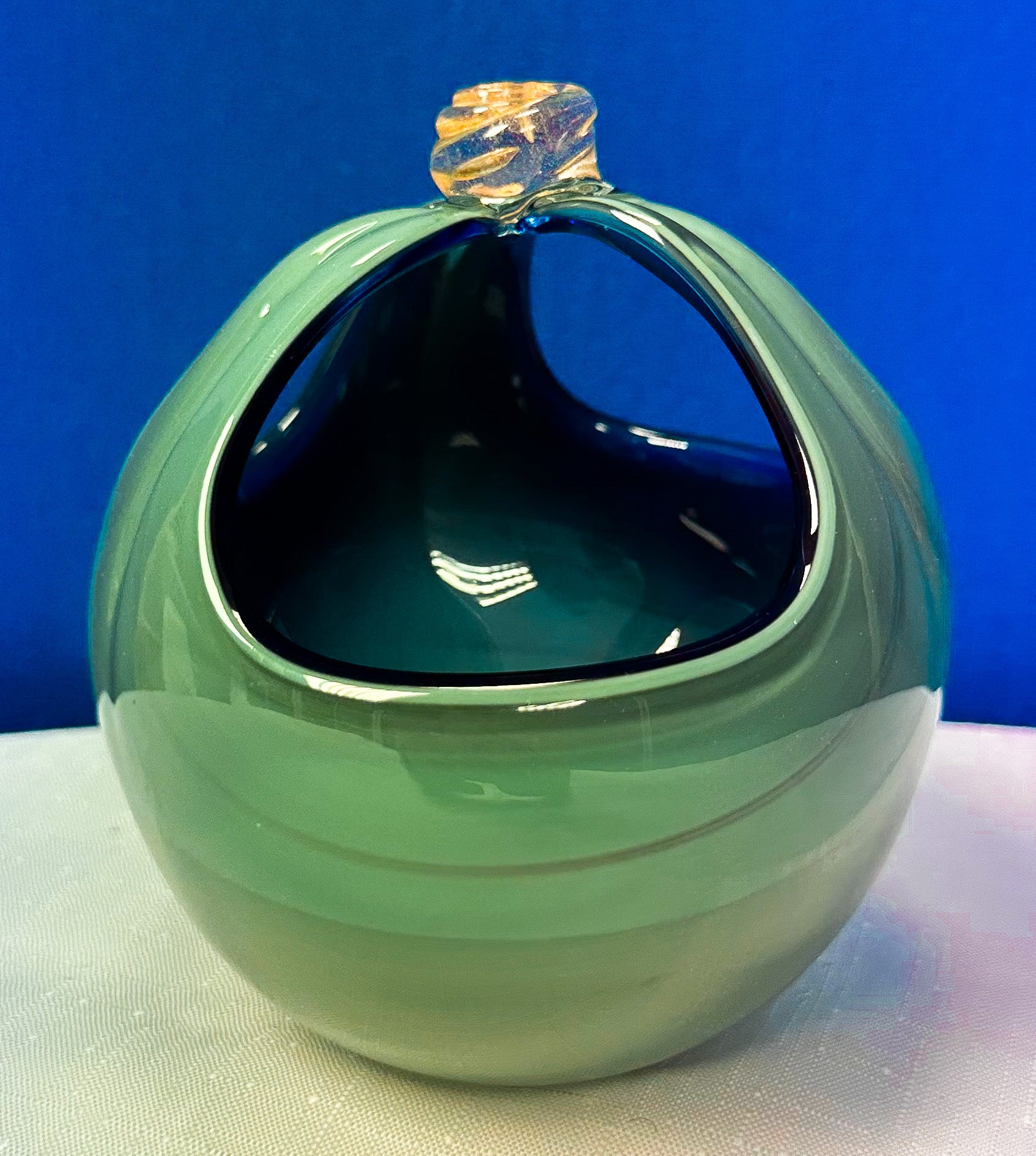 Blue Glass Gold Trinket Box